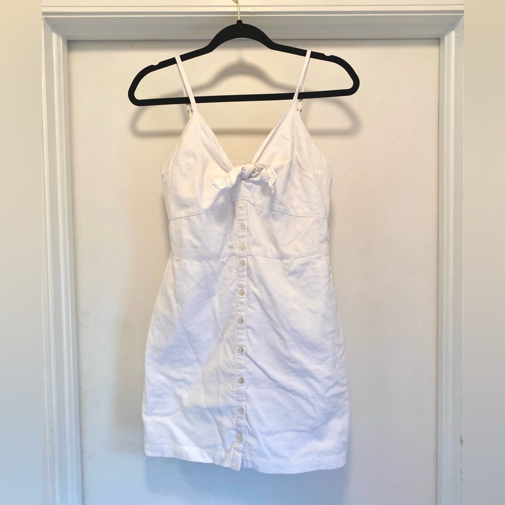 Abercrombie and Fitch button up mini dress women’s size medium white tie front